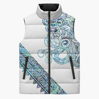 Kahui Whetu Paua shell Kowhaiwhai Taniko Personalised Sleeveless Puffer Jacket Taniwha Maori Tribal Style