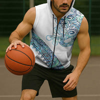Kahui Whetu Paua shell Kowhaiwhai Taniko Personalised Sleeveless Zip Hoodie Taniwha Maori Tribal Style