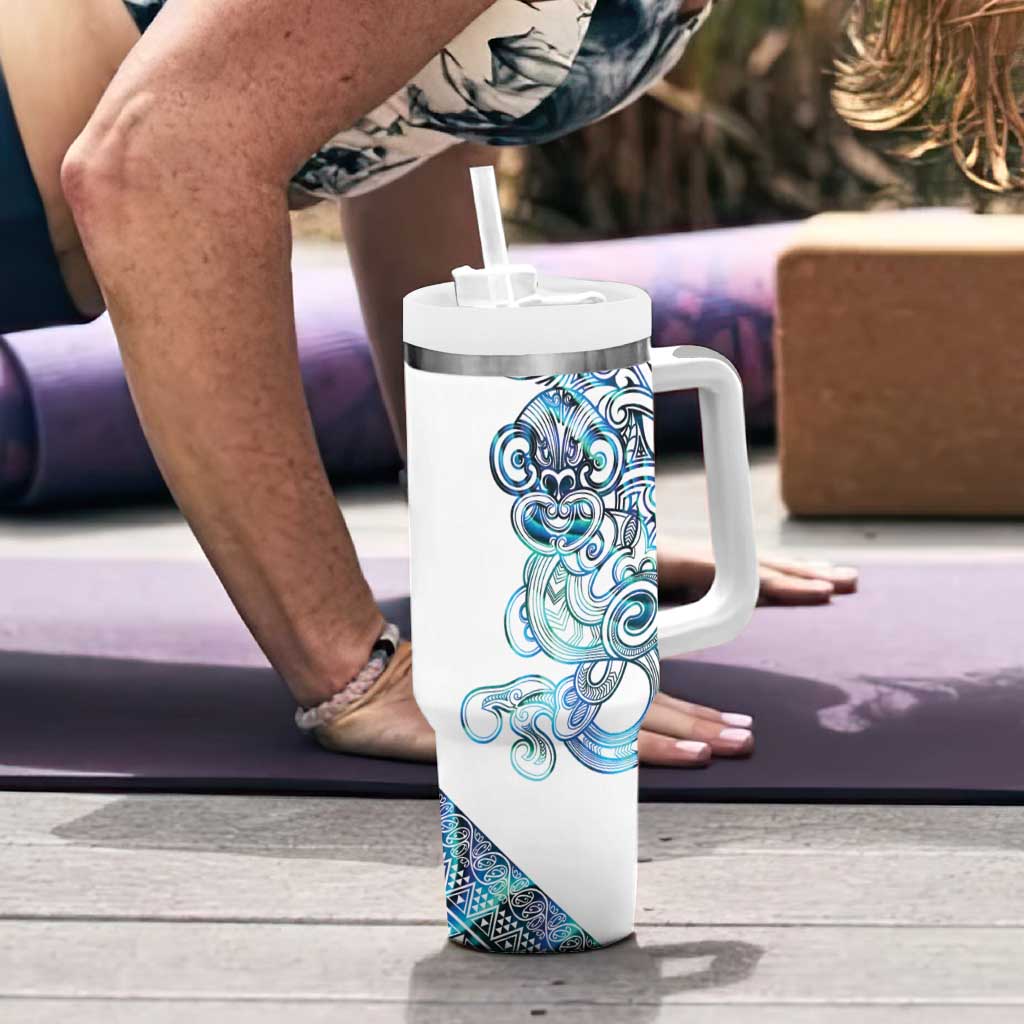 Kahui Whetu Paua shell Kowhaiwhai Taniko Personalised Tumbler With Handle Taniwha Maori Tribal Style