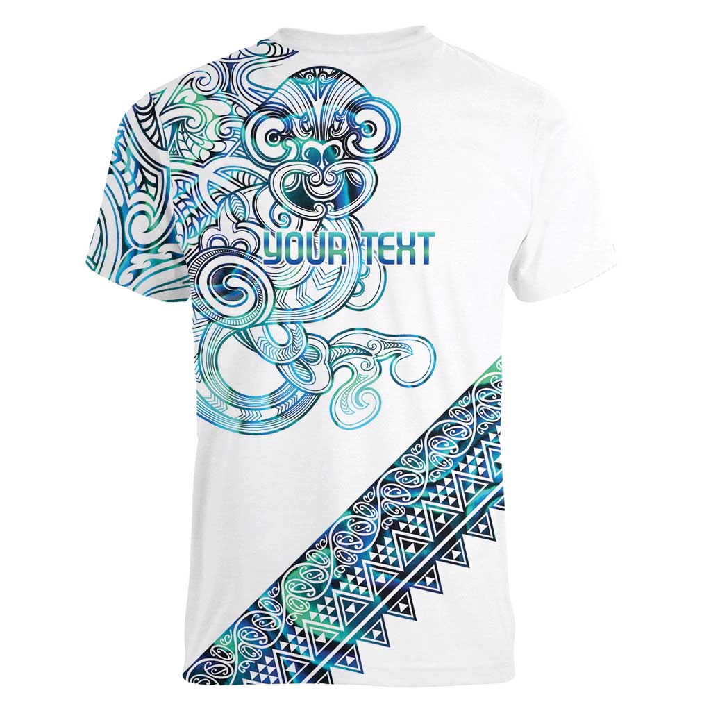 Kahui Whetu Paua shell Kowhaiwhai Taniko Personalised Women V-Neck T-Shirt Taniwha Maori Tribal Style