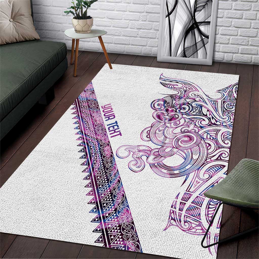 Mawhero Paua shell Kowhaiwhai Taniko Personalised Area Rug Taniwha Maori Tribal Style