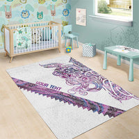 Mawhero Paua shell Kowhaiwhai Taniko Personalised Area Rug Taniwha Maori Tribal Style