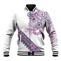 Mawhero Paua shell Kowhaiwhai Taniko Personalised Baseball Jacket Taniwha Maori Tribal Style