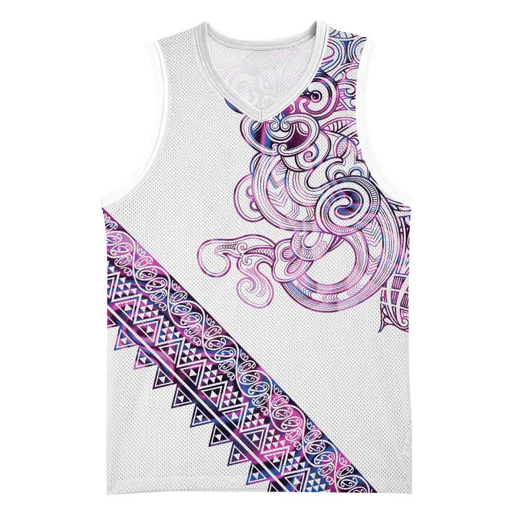 Mawhero Paua shell Kowhaiwhai Taniko Personalised Basketball Jersey Taniwha Maori Tribal Style