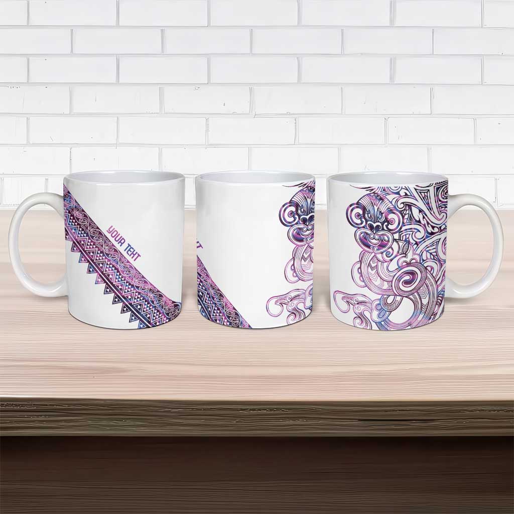 Mawhero Paua shell Kowhaiwhai Taniko Personalised Ceramic Mug Taniwha Maori Tribal Style