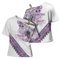 Mawhero Paua shell Kowhaiwhai Taniko Personalised Cross Shoulder Shirt Taniwha Maori Tribal Style