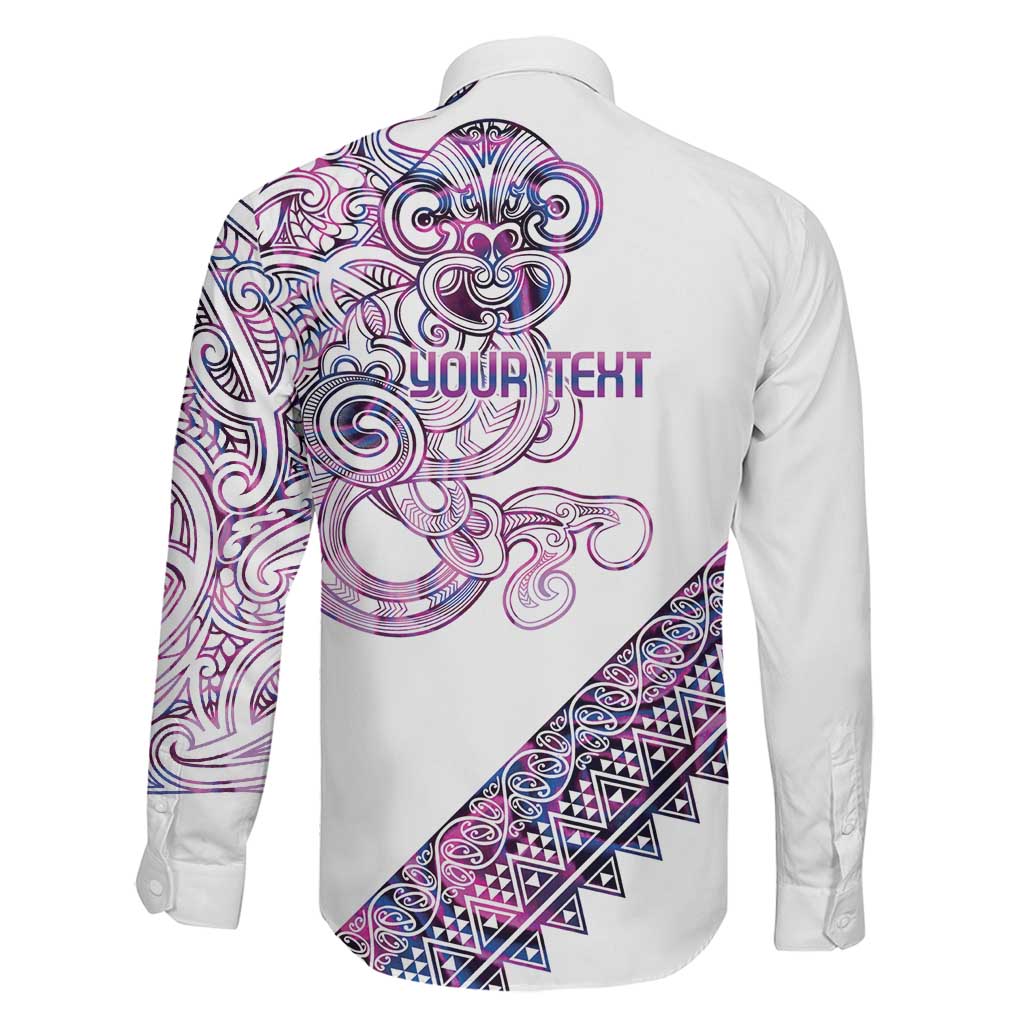 Mawhero Paua shell Kowhaiwhai Taniko Personalised Family Matching Off The Shoulder Long Sleeve Dress and Hawaiian Shirt Taniwha Maori Tribal Style
