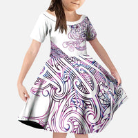 Mawhero Paua shell Kowhaiwhai Taniko Personalised Family Matching Summer Maxi Dress and Hawaiian Shirt Taniwha Maori Tribal Style