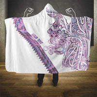 Mawhero Paua shell Kowhaiwhai Taniko Personalised Hooded Blanket Taniwha Maori Tribal Style