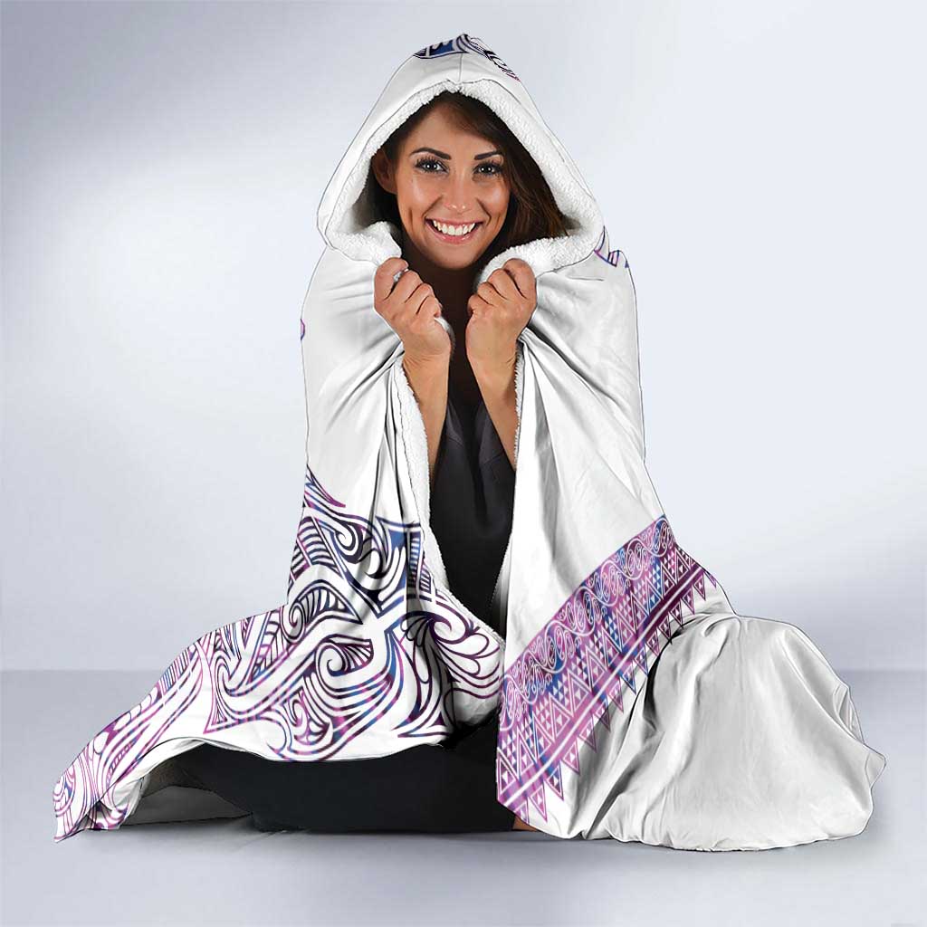 Mawhero Paua shell Kowhaiwhai Taniko Personalised Hooded Blanket Taniwha Maori Tribal Style