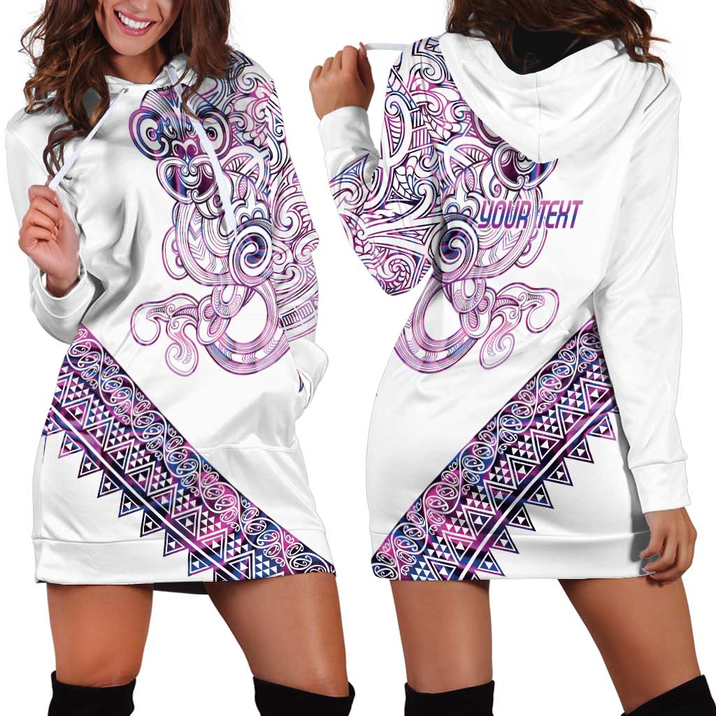 Mawhero Paua shell Kowhaiwhai Taniko Personalised Hoodie Dress Taniwha Maori Tribal Style