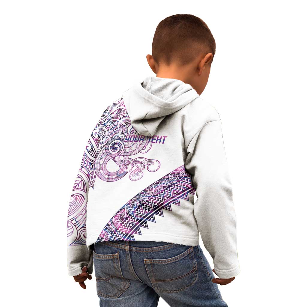 Mawhero Paua shell Kowhaiwhai Taniko Personalised Kid Hoodie Taniwha Maori Tribal Style