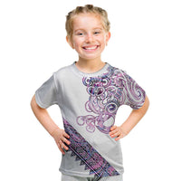 Mawhero Paua shell Kowhaiwhai Taniko Personalised Kid T Shirt Taniwha Maori Tribal Style