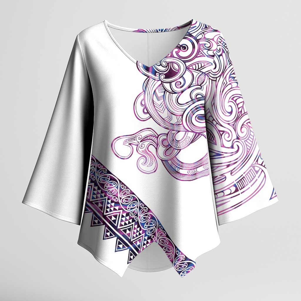 Mawhero Paua shell Kowhaiwhai Taniko Personalised Kimono Sleeve Blouse Taniwha Maori Tribal Style