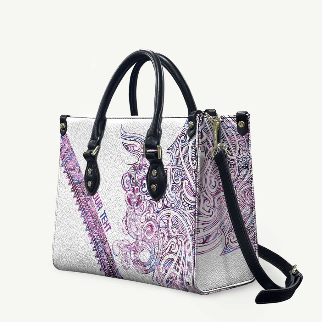 Mawhero Paua shell Kowhaiwhai Taniko Personalised Leather Bag Taniwha Maori Tribal Style LT9 Pink - Polynesian Pride