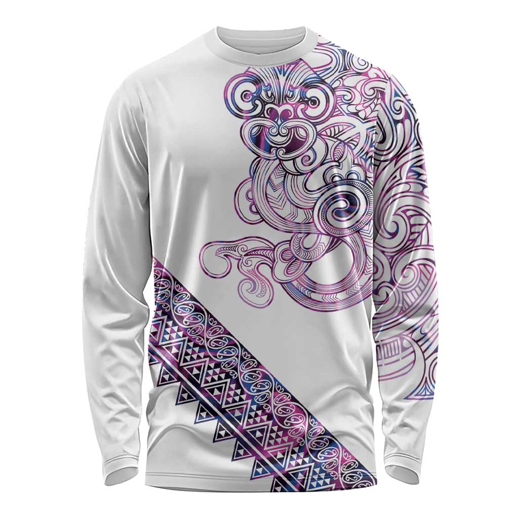 Mawhero Paua shell Kowhaiwhai Taniko Personalised Long Sleeve Shirt Taniwha Maori Tribal Style