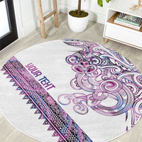 Mawhero Paua shell Kowhaiwhai Taniko Personalised Round Carpet Taniwha Maori Tribal Style