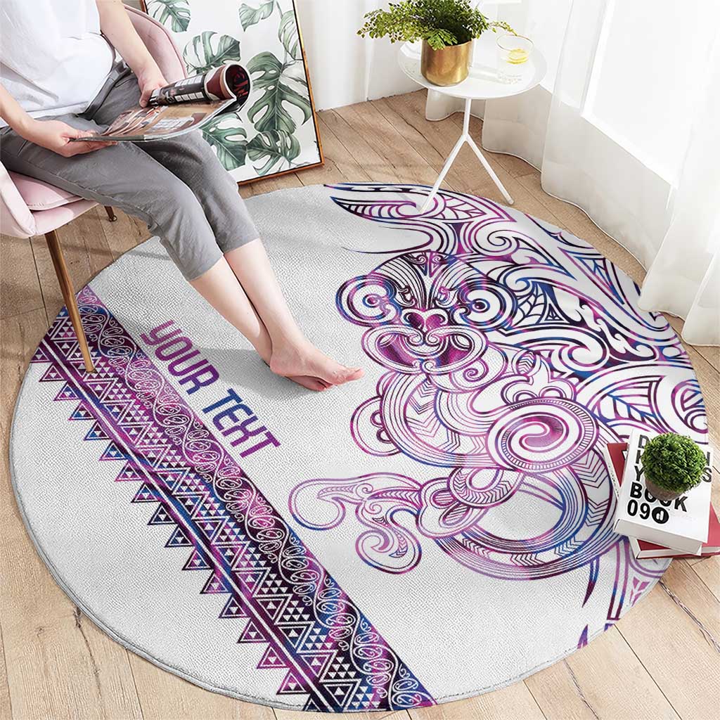 Mawhero Paua shell Kowhaiwhai Taniko Personalised Round Carpet Taniwha Maori Tribal Style