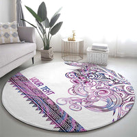 Mawhero Paua shell Kowhaiwhai Taniko Personalised Round Carpet Taniwha Maori Tribal Style