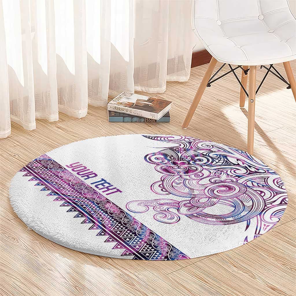 Mawhero Paua shell Kowhaiwhai Taniko Personalised Round Carpet Taniwha Maori Tribal Style