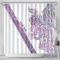 Mawhero Paua shell Kowhaiwhai Taniko Personalised Shower Curtain Taniwha Maori Tribal Style