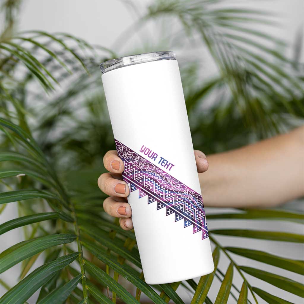 Mawhero Paua shell Kowhaiwhai Taniko Personalised Skinny Tumbler Taniwha Maori Tribal Style