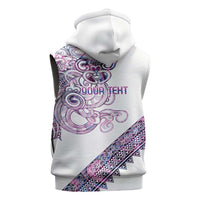 Mawhero Paua shell Kowhaiwhai Taniko Personalised Sleeveless Hoodie Taniwha Maori Tribal Style