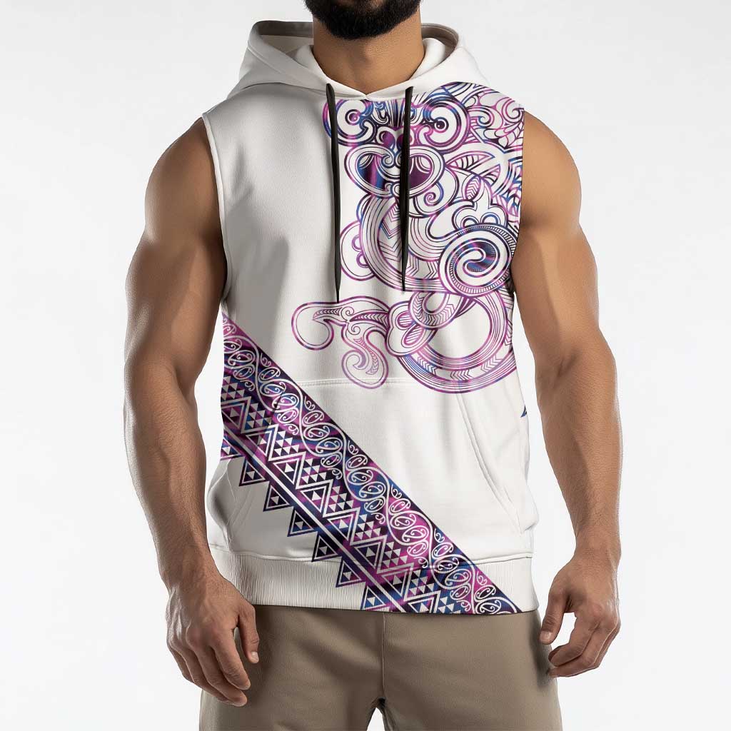 Mawhero Paua shell Kowhaiwhai Taniko Personalised Sleeveless Hoodie Taniwha Maori Tribal Style