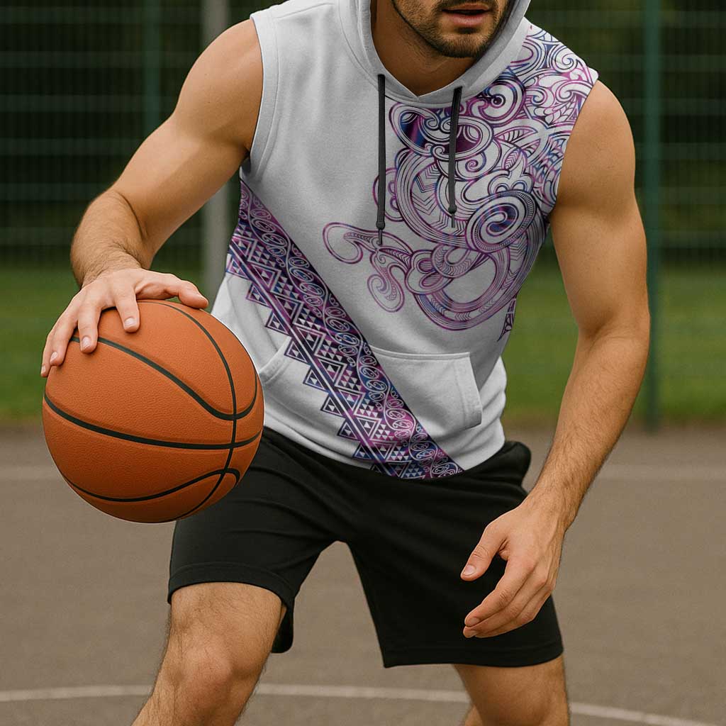 Mawhero Paua shell Kowhaiwhai Taniko Personalised Sleeveless Hoodie Taniwha Maori Tribal Style
