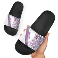 Mawhero Paua shell Kowhaiwhai Taniko Personalised Slide Sandals Taniwha Maori Tribal Style