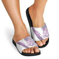 Mawhero Paua shell Kowhaiwhai Taniko Personalised Slide Sandals Taniwha Maori Tribal Style