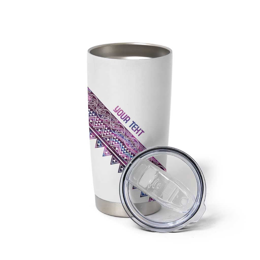 Mawhero Paua shell Kowhaiwhai Taniko Personalised Tumbler Cup Taniwha Maori Tribal Style