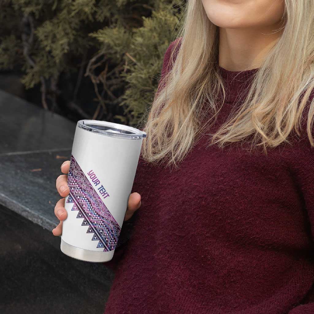 Mawhero Paua shell Kowhaiwhai Taniko Personalised Tumbler Cup Taniwha Maori Tribal Style