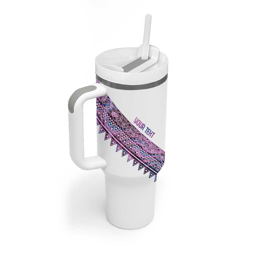 Mawhero Paua shell Kowhaiwhai Taniko Personalised Tumbler With Handle Taniwha Maori Tribal Style