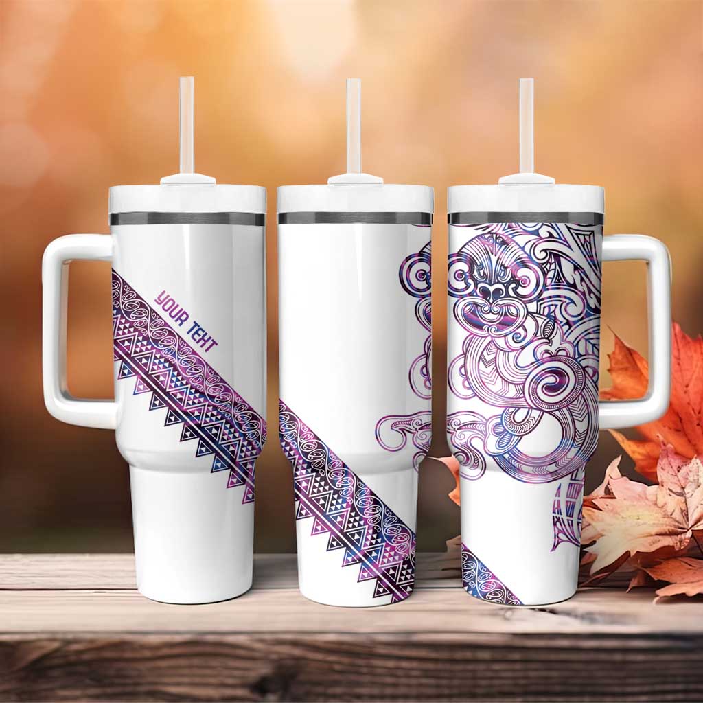 Mawhero Paua shell Kowhaiwhai Taniko Personalised Tumbler With Handle Taniwha Maori Tribal Style