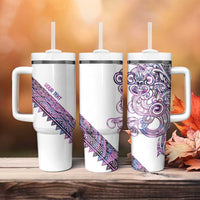 Mawhero Paua shell Kowhaiwhai Taniko Personalised Tumbler With Handle Taniwha Maori Tribal Style