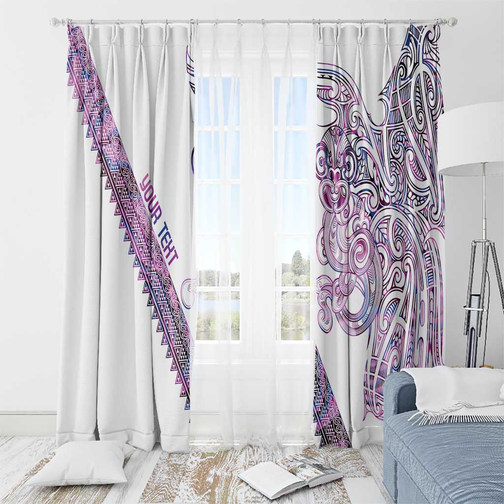 Mawhero Paua shell Kowhaiwhai Taniko Personalised Window Curtain Taniwha Maori Tribal Style