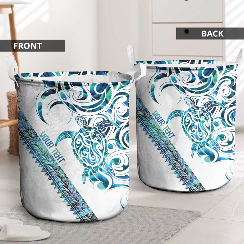 Kahui Whetu Paua shell Kowhaiwhai Taniko Personalised Laundry Basket Turtle Tattoo Maori Tribal Style
