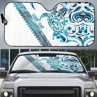 Kahui Whetu Paua shell Kowhaiwhai Taniko Personalised Auto Sun Shade Turtle Tattoo Maori Tribal Style LT9 Blue - Polynesian Pride