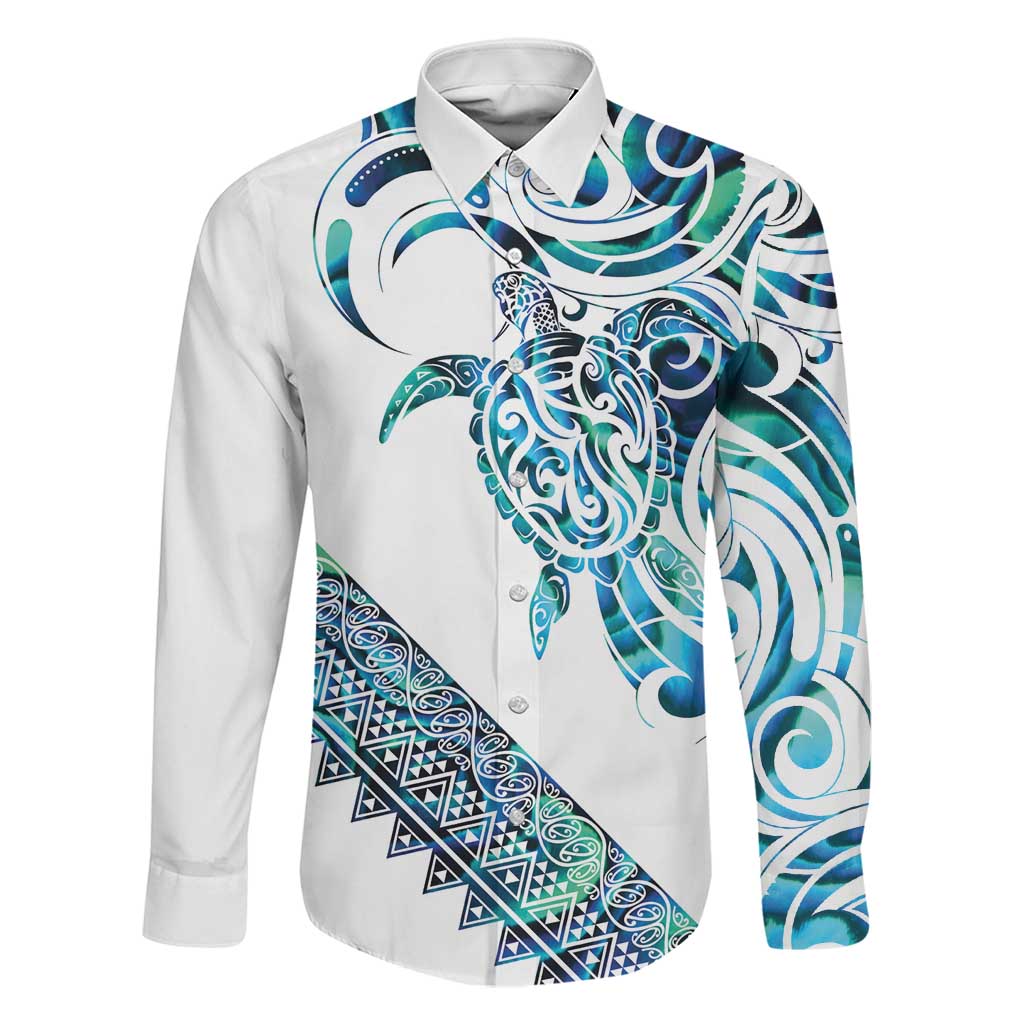 Kahui Whetu Paua shell Kowhaiwhai Taniko Personalised Family Matching Long Sleeve Bodycon Dress and Hawaiian Shirt Turtle Tattoo Maori Tribal Style