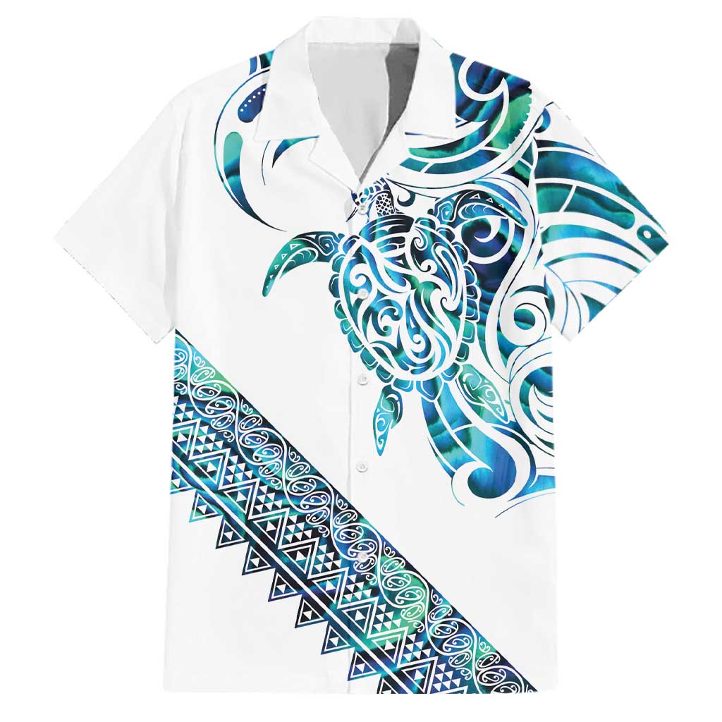 Kahui Whetu Paua shell Kowhaiwhai Taniko Personalised Family Matching Puletasi and Hawaiian Shirt Turtle Tattoo Maori Tribal Style