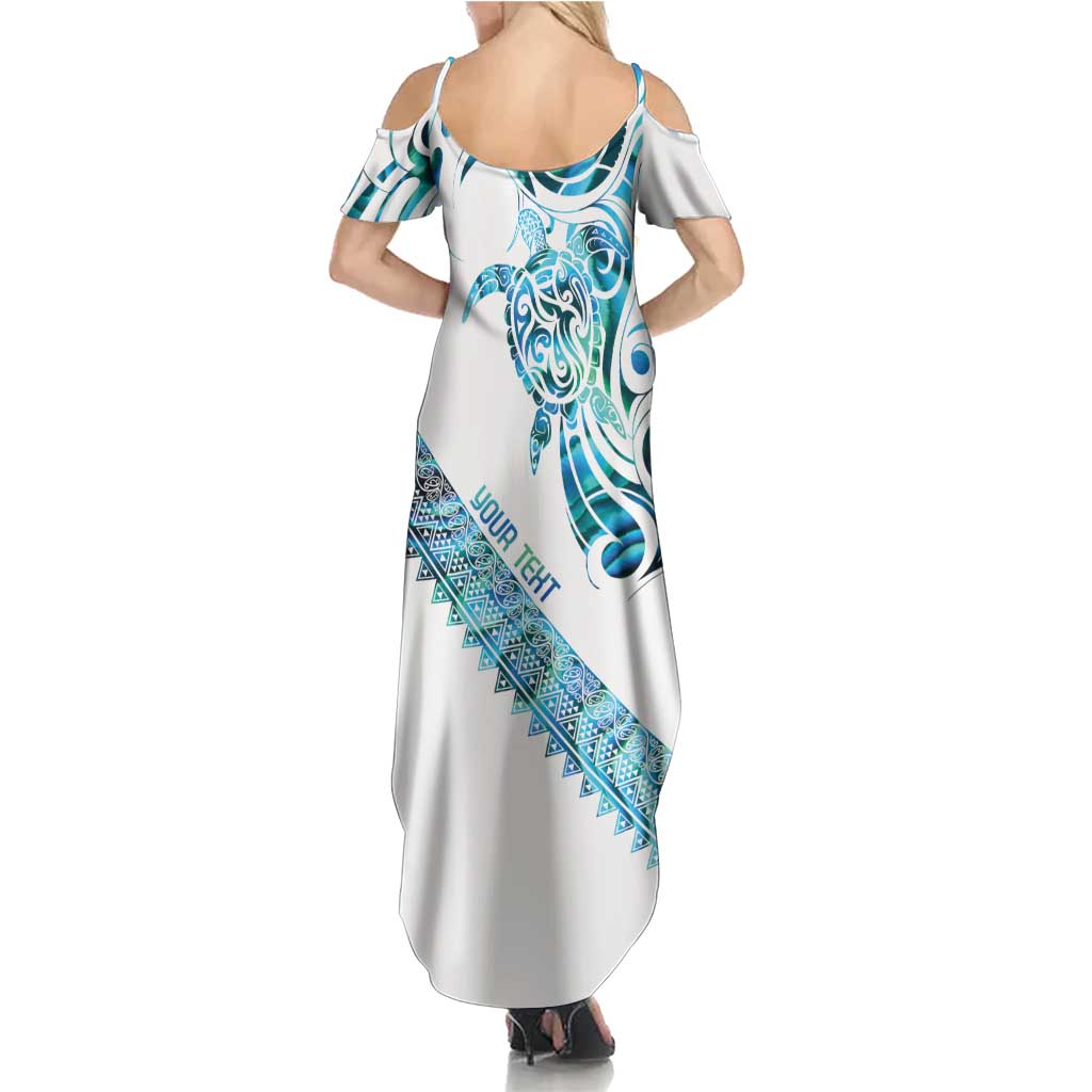 Kahui Whetu Paua shell Kowhaiwhai Taniko Personalised Family Matching Summer Maxi Dress and Hawaiian Shirt Turtle Tattoo Maori Tribal Style