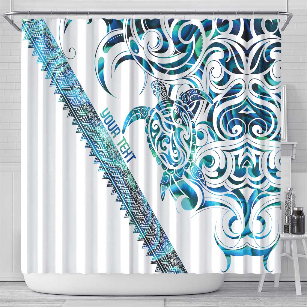 Kahui Whetu Paua shell Kowhaiwhai Taniko Personalised Shower Curtain Turtle Tattoo Maori Tribal Style