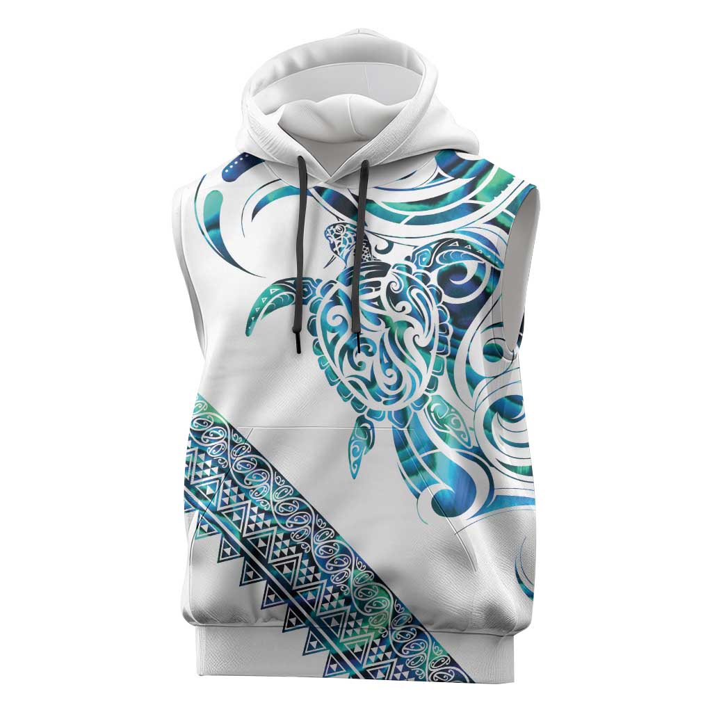 Kahui Whetu Paua shell Kowhaiwhai Taniko Personalised Sleeveless Hoodie Turtle Tattoo Maori Tribal Style