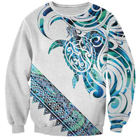 Kahui Whetu Paua shell Kowhaiwhai Taniko Personalised Sweatshirt Turtle Tattoo Maori Tribal Style LT9 Unisex Blue - Polynesian Pride