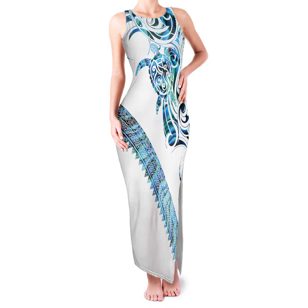 Kahui Whetu Paua shell Kowhaiwhai Taniko Personalised Tank Maxi Dress Turtle Tattoo Maori Tribal Style