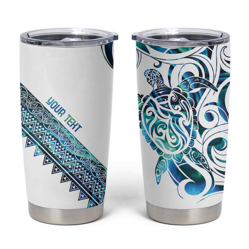 Kahui Whetu Paua shell Kowhaiwhai Taniko Personalised Tumbler Cup Turtle Tattoo Maori Tribal Style
