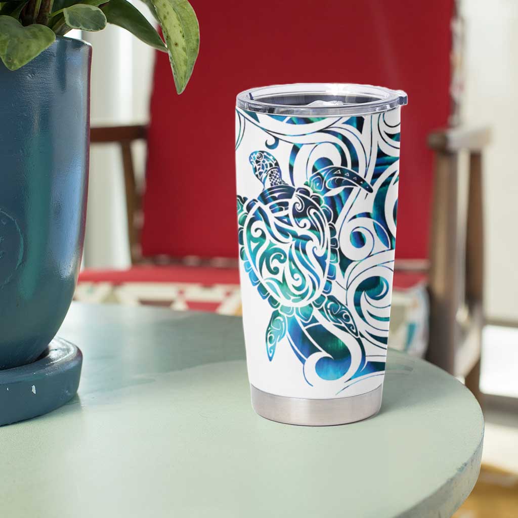 Kahui Whetu Paua shell Kowhaiwhai Taniko Personalised Tumbler Cup Turtle Tattoo Maori Tribal Style