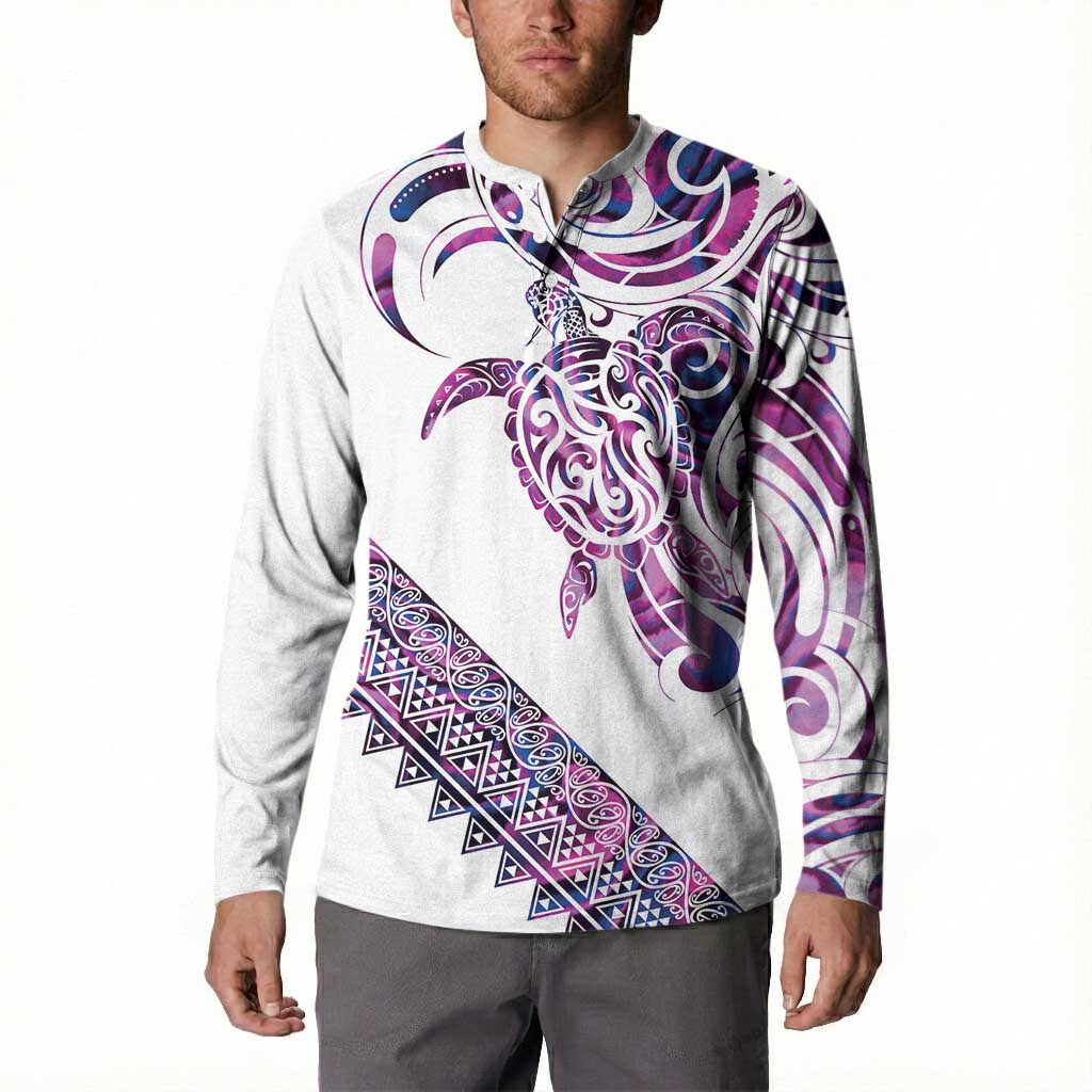 Mawhero Paua shell Kowhaiwhai Taniko Personalised Button Sweatshirt Turtle Tattoo Maori Tribal Style