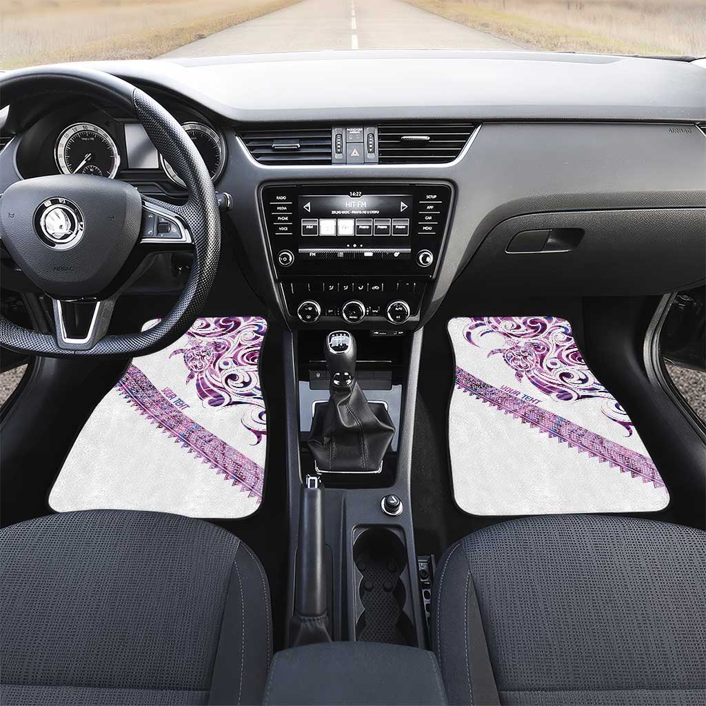 Mawhero Paua shell Kowhaiwhai Taniko Personalised Car Mats Turtle Tattoo Maori Tribal Style LT9 Set 2pcs - Front Pink - Polynesian Pride